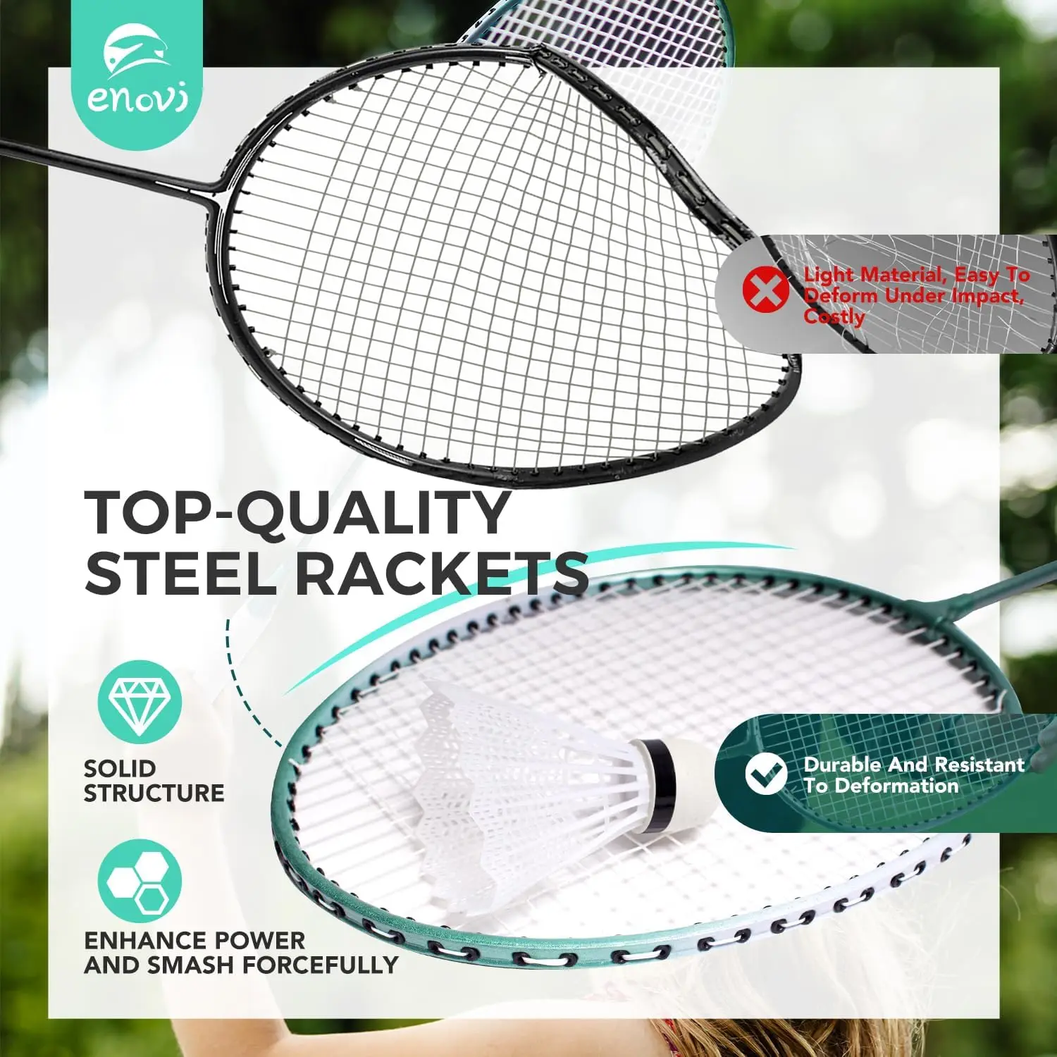 Portable Badminton Set with Net, 4 Rackets, Birdies & Storage Box for Outdoor Games