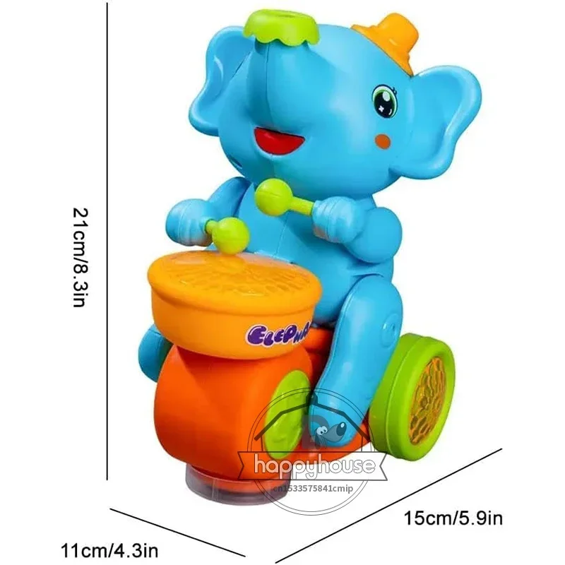 Musical Walking Elephant Drummer Toys for  Kid Musical Toy with LED Light Music Sensory Activity Toys Learning Educational Toys