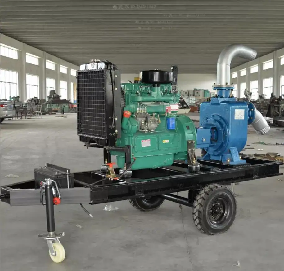 6 Inch Diesel Moto Pomp Eau High Vacuum Self Priming Centrifugal Water Pump Pumping Machine Trailer Mounted for Emergency Rescue