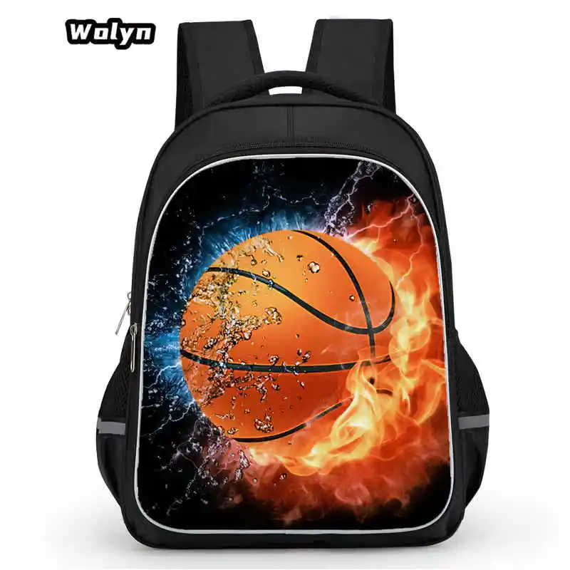 Mochila escolar con estampado de baloncesto para niños, mochilas escolares para niños y niñas de grado 1-4