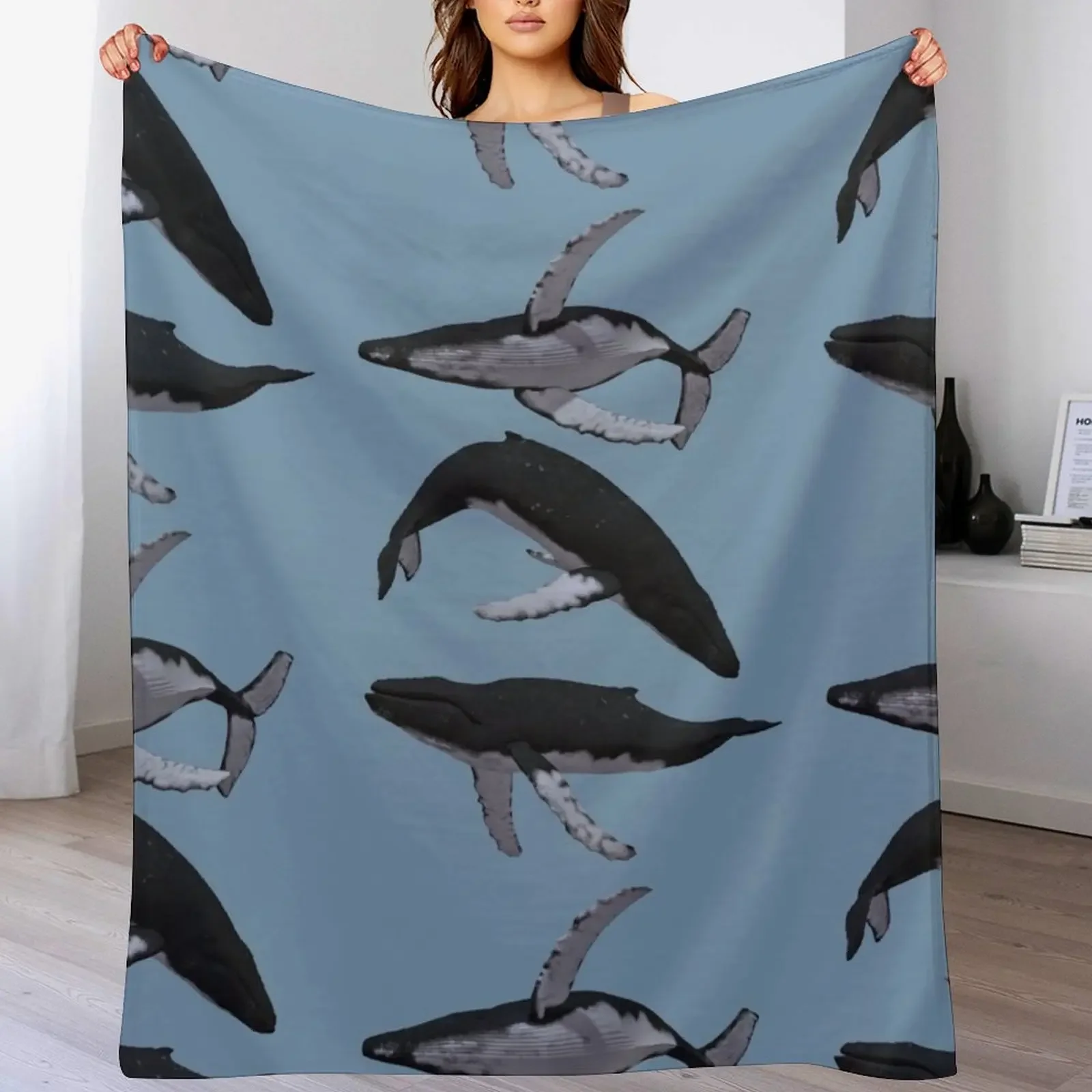 

Humpback Whales Throw Blanket Stylish Warm Blanket for Living Room Bedroom