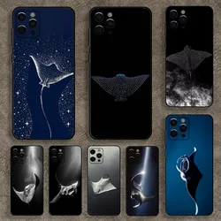 Animal Manta Ray Phone Case For Apple iPhone 15,14,13,12,11,Pro,X,XS,Max,XR,Plus,Mini Soft Black Cover