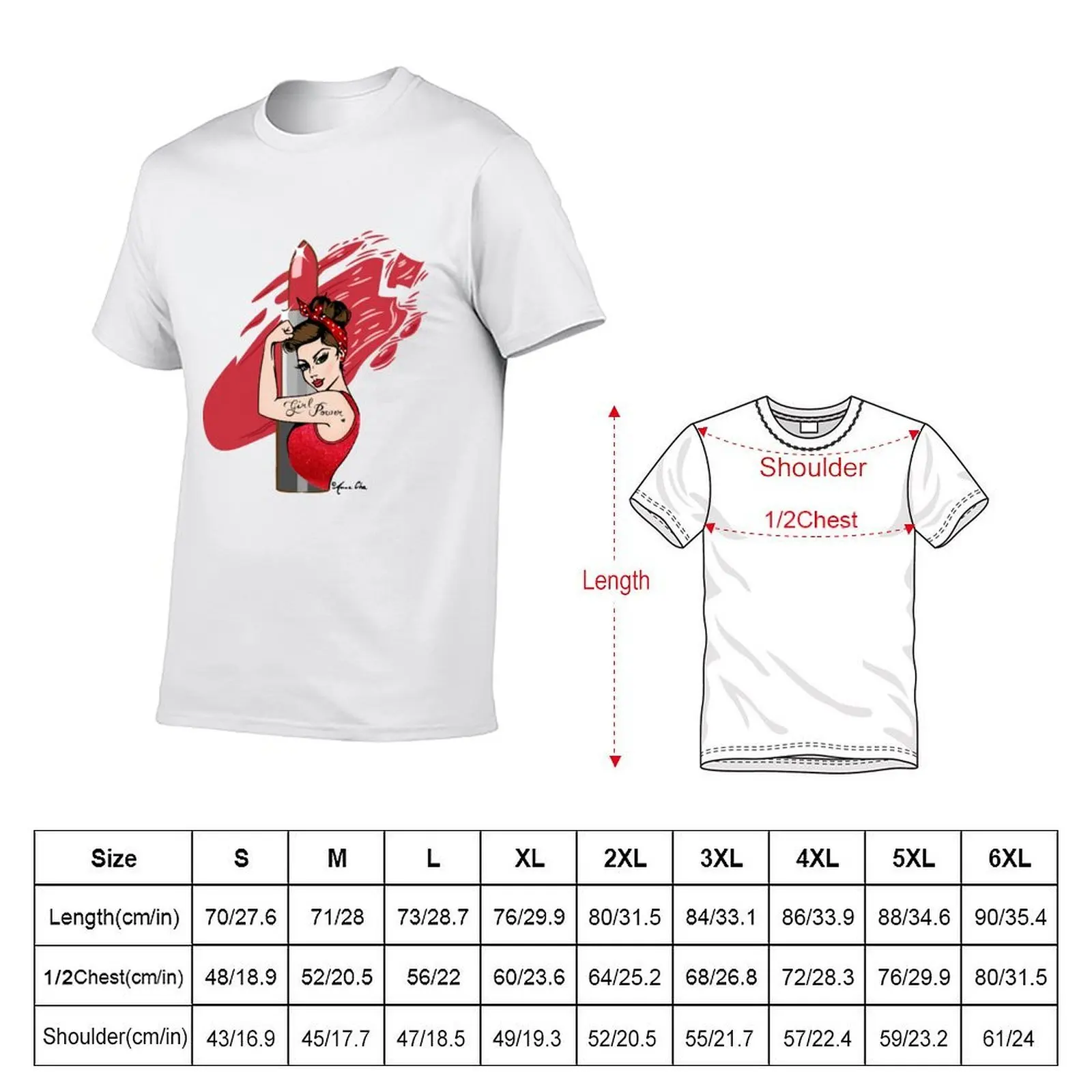 Girl Power Red Lipstick vintage Pinup Lashes retro make up artist make up lover Icon T-Shirt