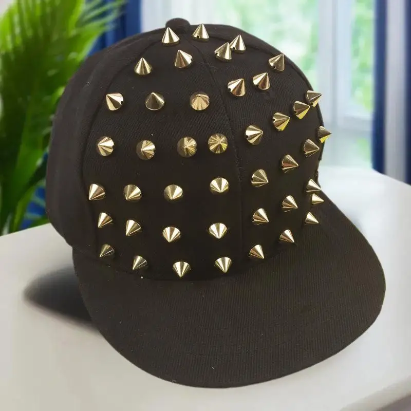 Men And Women's Rivet Flat Hat Punk Rock Hip Hop Stud Baseball Caps Y2K Outdoor Personalized Hat