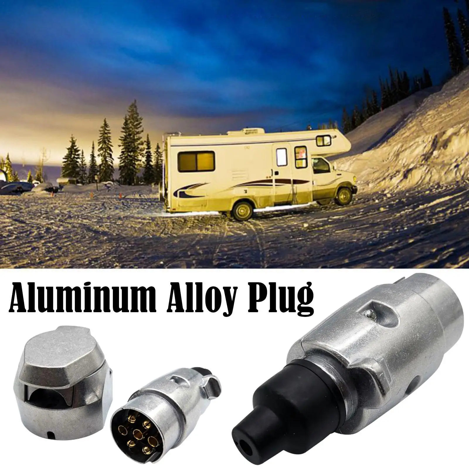 

7-pin Trailer Plug Aluminum Alloy Plug EU Plug 12V Trailer Connector For Trucks RVs Campers Caravans Auto Parts