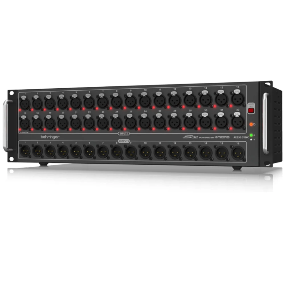 Behringer S32 32-input / 16-output Digital Stage Box with Remote-controllable Midas-designed Mic Pres, AES50 Network Port