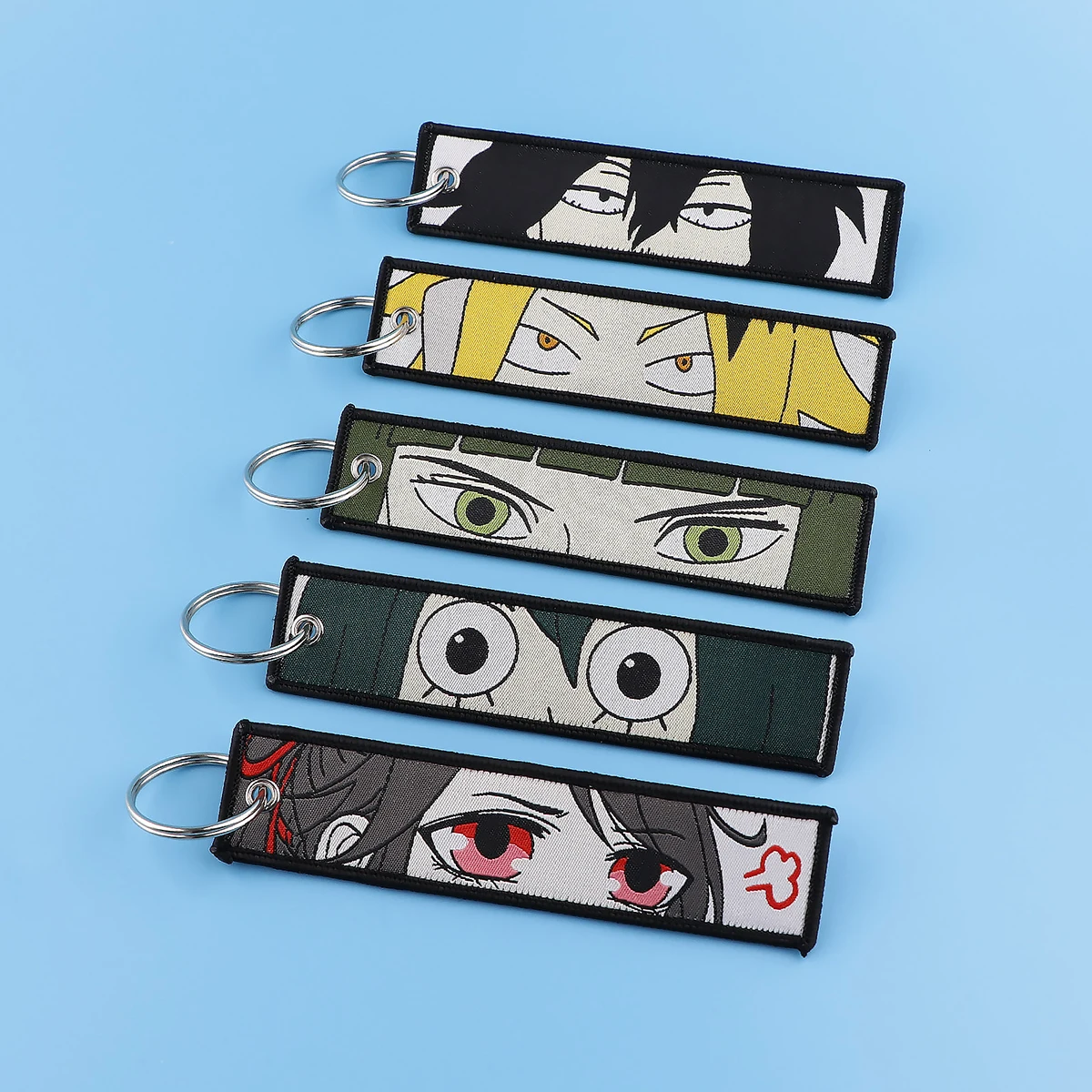 Hot Anime Character Eyes Keychain New Embroidery Key Fobs For Motorcycles Cars Backpack Chaveiro Key Tag Fashion Key Ring Gifts