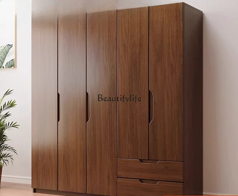 

Oak wardrobe opposite door Chinese solid wood can be customized simple storage