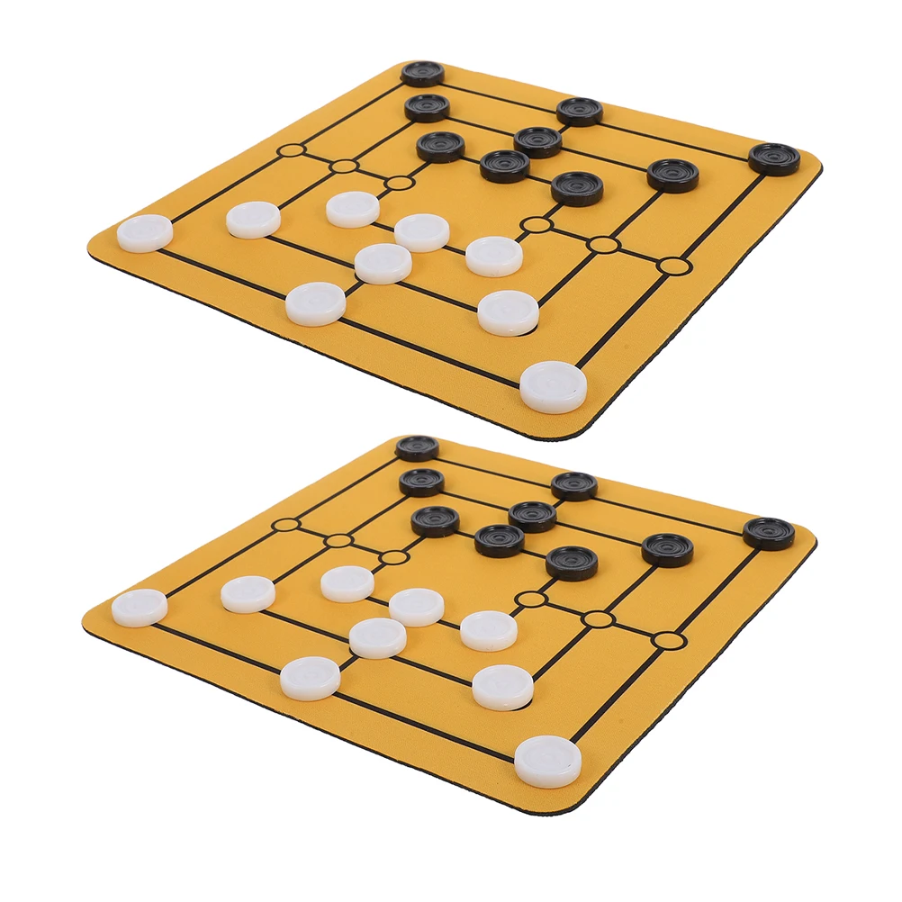 

2 Sets Nine Men's Morris Chess Game Board Set Strategy Tabletop Historical Logic Game Travel Portable Checker for Family