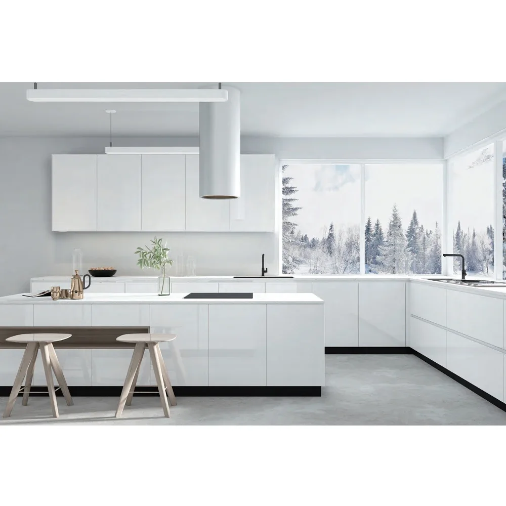 Custom White Rta Kitchen Cabinet Set Lacquer MDF PVC Plywood Kitchen Cupboard Modern Designs