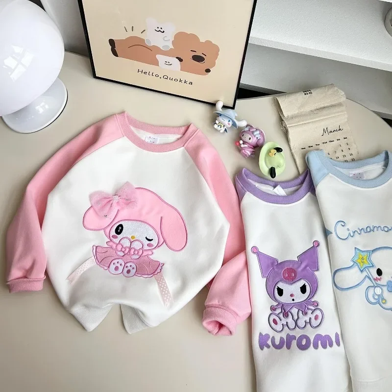 

Sweet Anime Kawaii MINISO Cinnamoroll My Melody Children Long Sleeve Shirt Cute Kuromi Children Hoodie Cloth Gifts for Kids