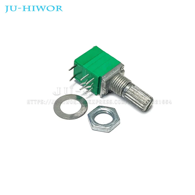 5Sets Rv097gs 8pin Dubbele Gekoppelde Potentiometer Met Schakelaar Audio B 10K 50K 100K Rv097 As 15Mm Eindversterker Afdichting & Knop