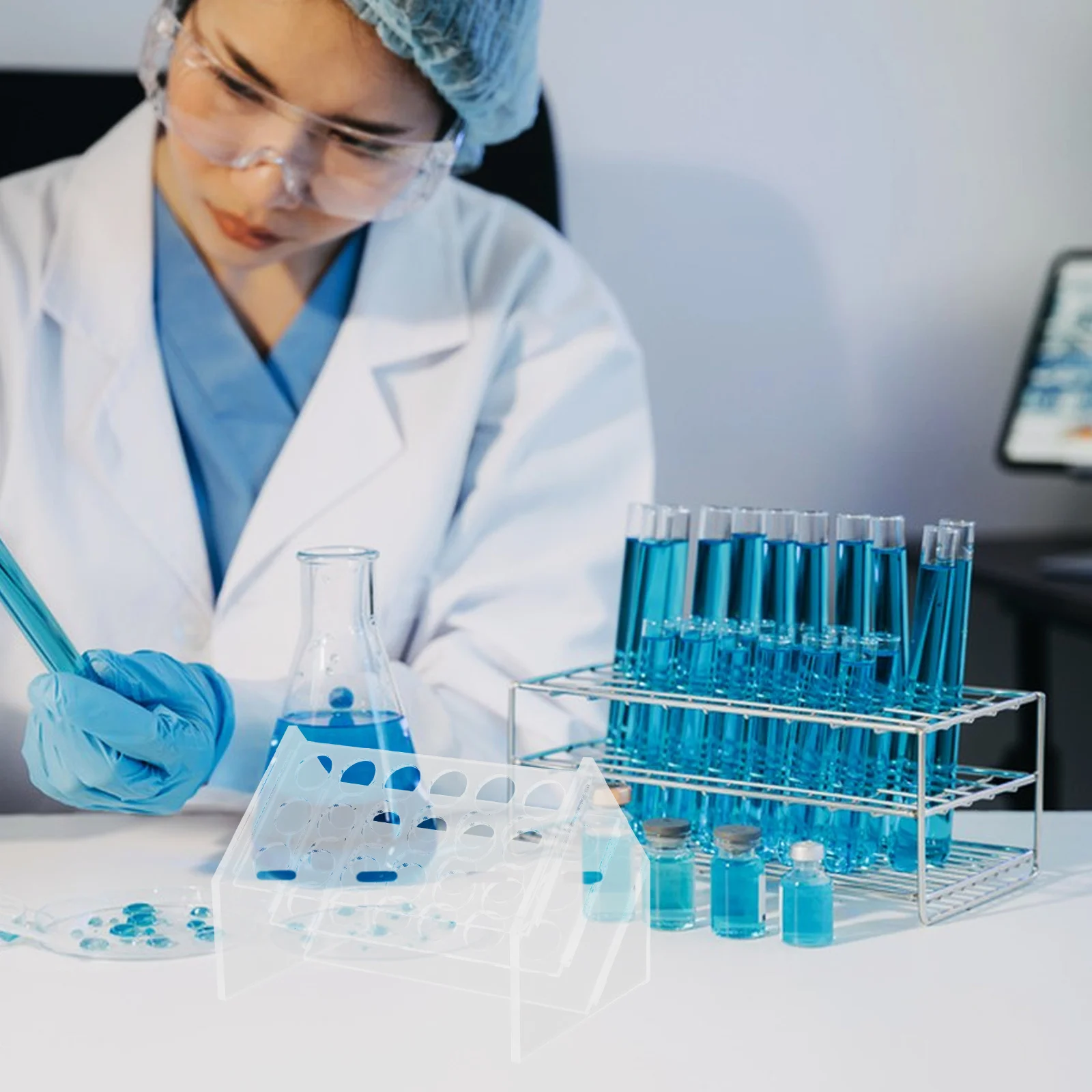 

18 Well Clear Tube Rack Test Tube Holder for Laboratory Storage Tubes Stands