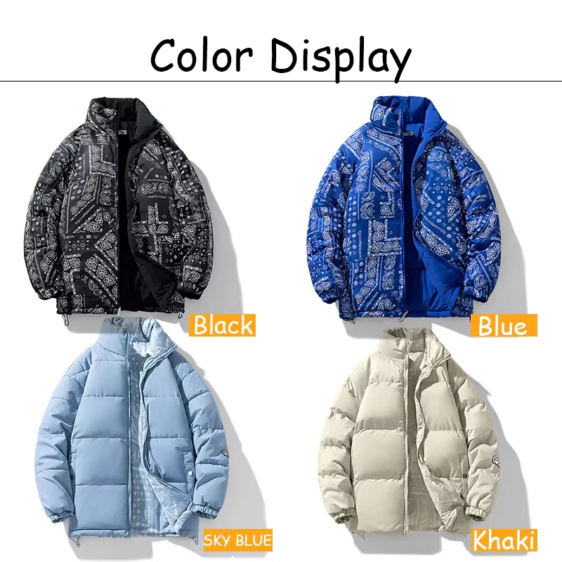 2024 Winter Warm Student Puffer Jacket Cotton Coat Double-sided Wearing Men\'s Cotton-padded Jacket Loose Fashionable Plus Size