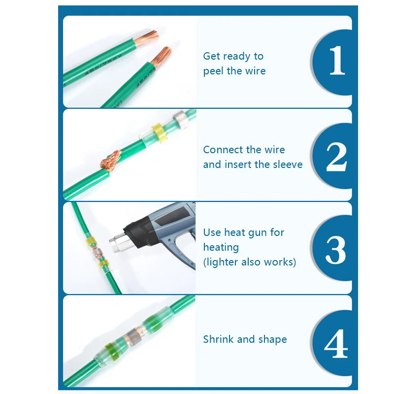 5/10/30 PCS Waterproof Heat Shrink Tube with Solder Insulated Electrical Wire Terminal Butt Splice Solder Electric Connector Set