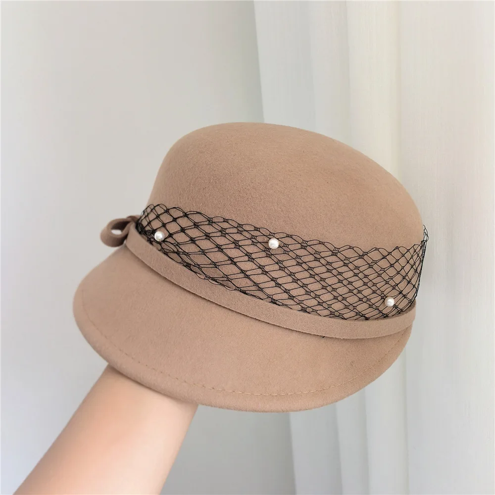Winter Color Matching Wool Felt Fedoras Military Hats Fashion Women Warm Baseball Cap Outdoor Casual Classic Dome Equestrian Hat