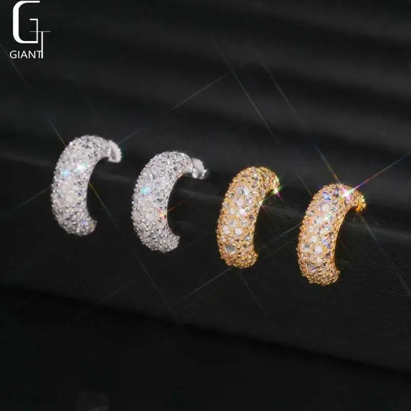 

Fashion VVS Moissanite Stud Earrings 925 Silver Earrings Mens HipHop Iced Out Moissanite Stud Earring Pass Diamond Test with GRA