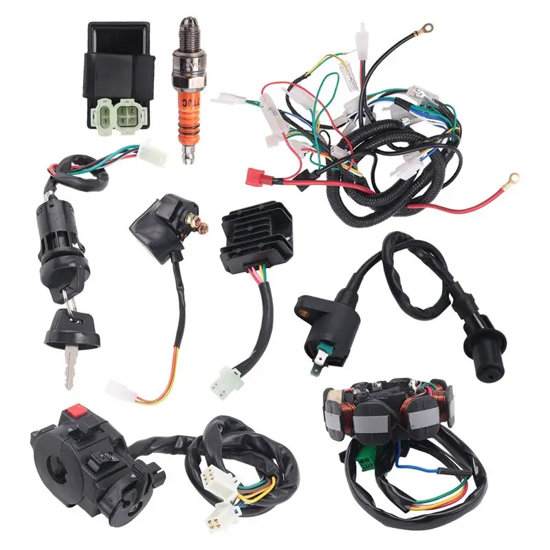 A54K-ATV Wiring Harness Kit, With CDI Stator Regulator Ignition Switch Solenoid Relay For GY6 125Cc 150Cc ATV 4-Stroke Parts