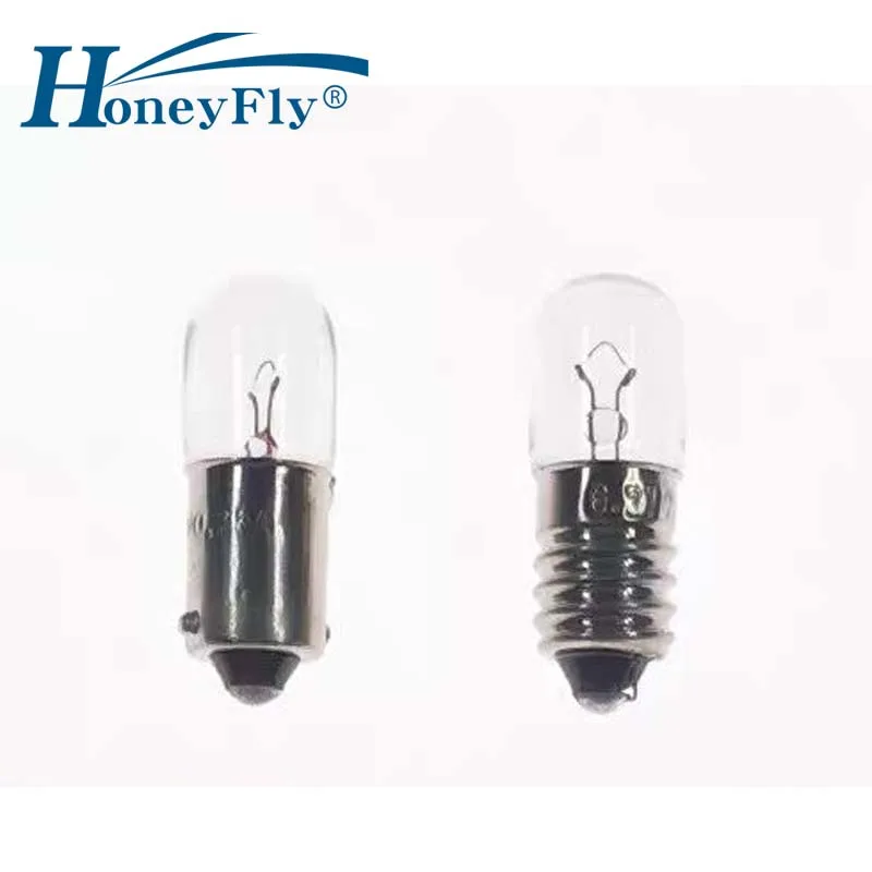 HoneyFly 10pcs Indicator Bulb BA9S/E10 6.3V 0.25A T10X28mm Incandescent Pilot Lamp for Experimental Instruments