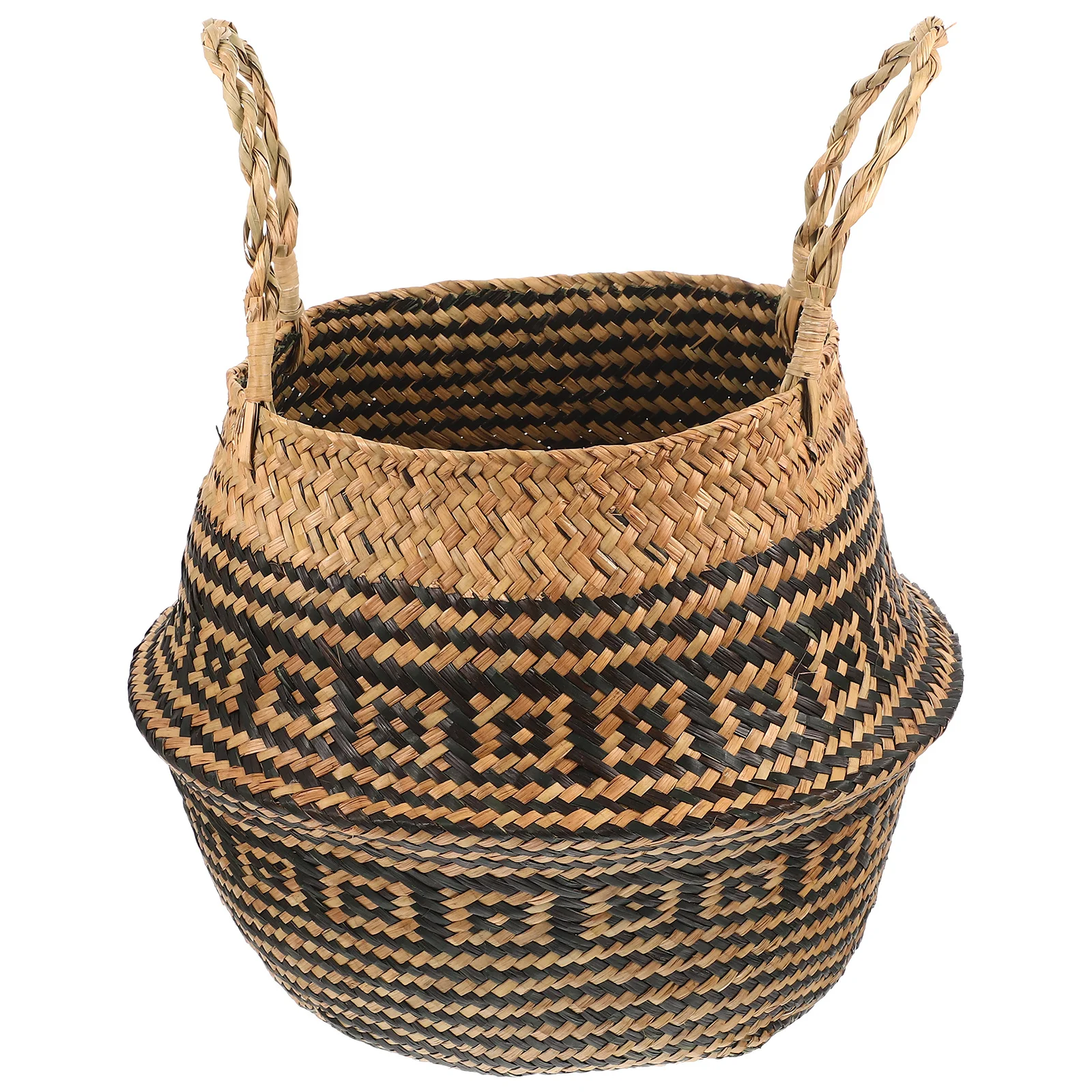 

Grass For Home Storage Hand Woven Flower Basket With Handle Decorative Plant Holder Indoor Dried Fresh Flowers Organizer