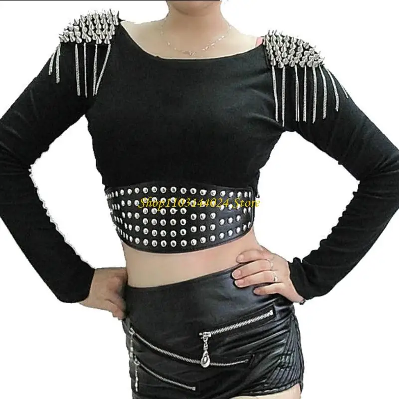 N5KE Epaulet Shoulder Boards  Punk Pointed Cone Tassels Shoulder Pads Punk Jewelry