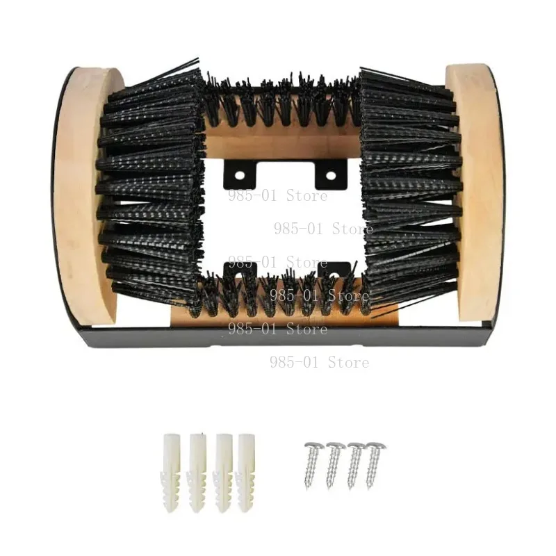 Outdoor Shoe Brush with Pedal, Portable Door Mount Shoe Wiper Shine Cleaning Tool