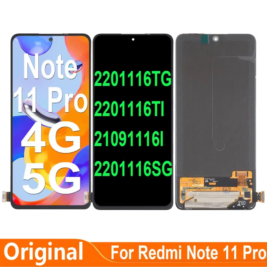 

AMOLED Original For Xiaomi Redmi Note 11 Pro 4G 5G 2201116TG 21091116I 2201116SG LCD Display Touch Screen Digitizer Assembly