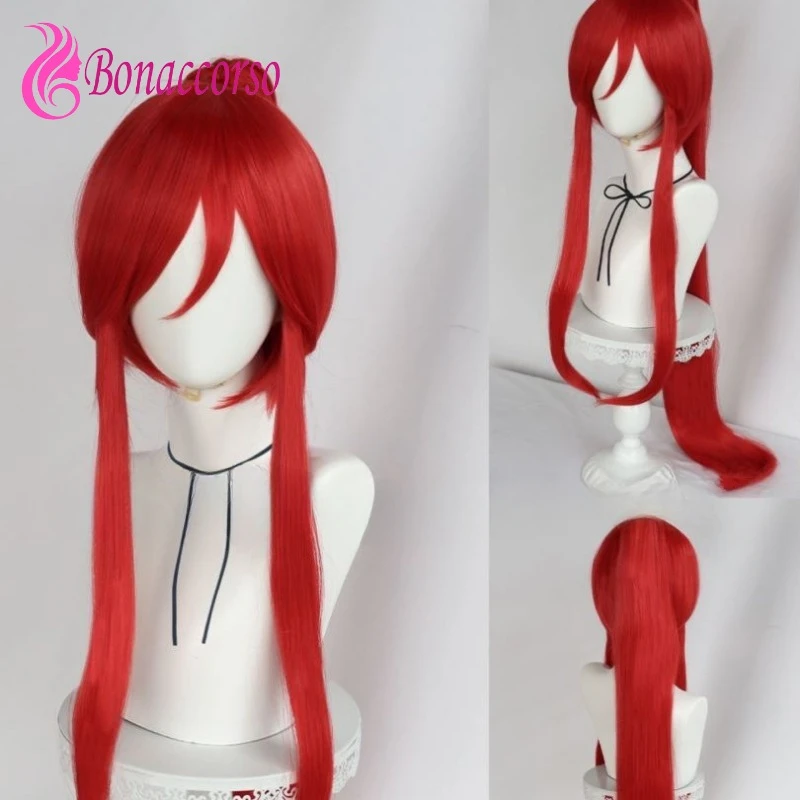 Elza·Scarlet Cosplay Wig Red Synthetic Long Ponytail Straight Wig Fairy Tail Anime Coser High Quality Wig Daily Party