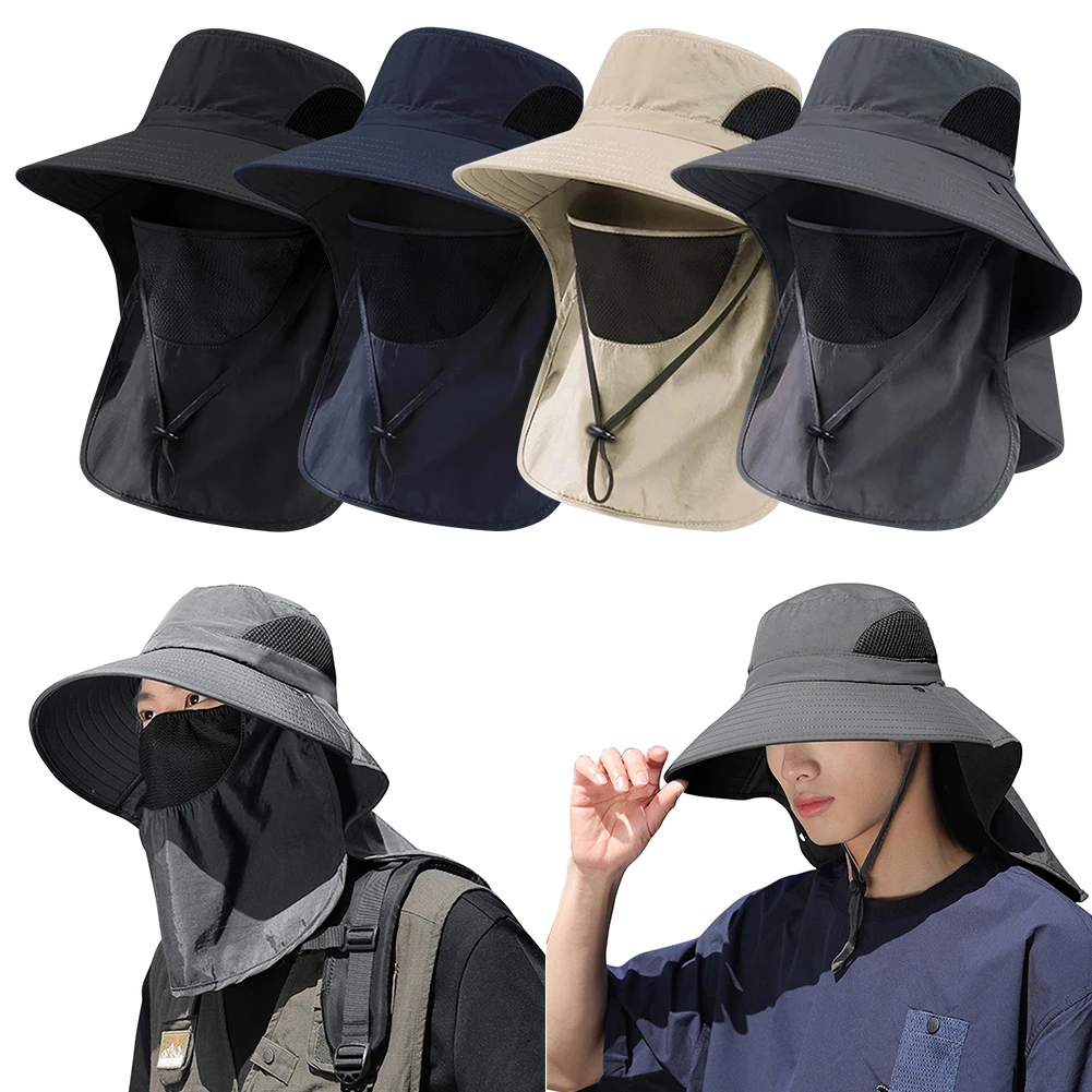 Sommer-Sonnenhüte UV-Schutz Outdoor-Jagd- und Angelkappe für Männer und Frauen Wander- und Camping-Visor Bucket Hat mit Nackenschutz Fischerhut