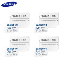 SAMSUNG EVO artı microSD kart adaptörü ile 64GB 128GB 256GB 512GB Phone UHS-I hafıza kartı telefon kamera için İha A2 TF kart