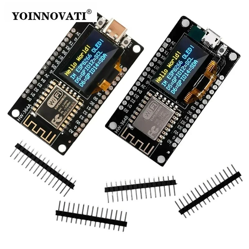 NodeMCU ESP8266 Development Board ESP-12F 0.96 OLED Module CH340 Driver Module WiFi Module Micro USB Type-C Interface Module