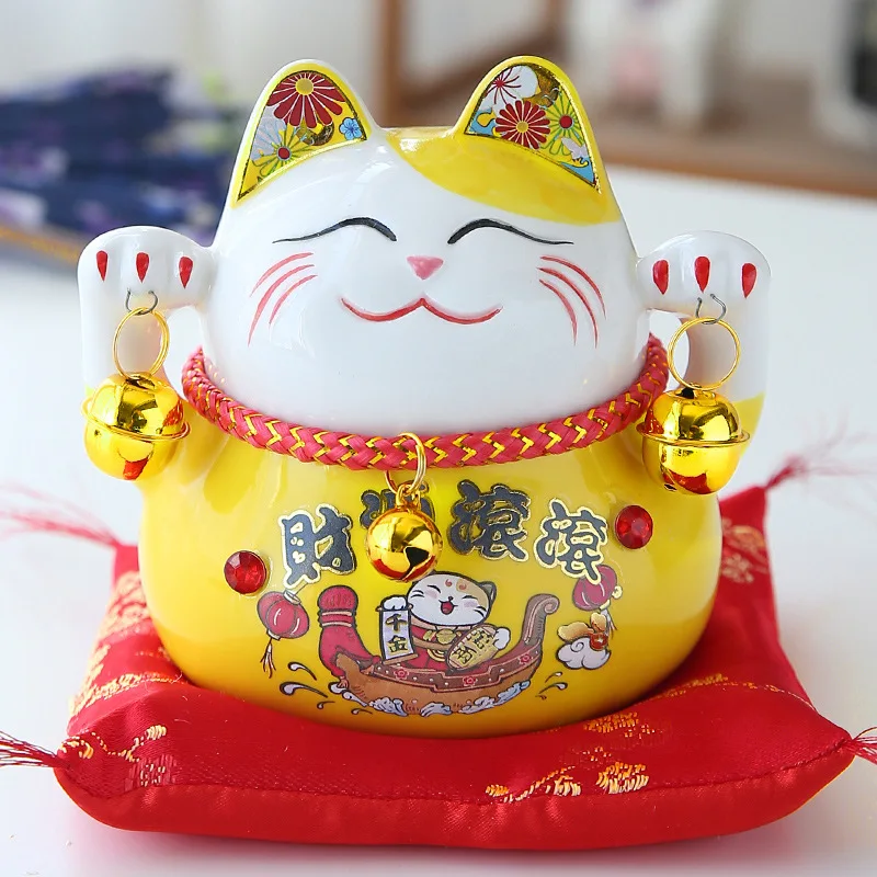 Just Fortune Cat Figurine Small Opening Gift Piggy Bank Shop Money Box Prosperous Home Living Room