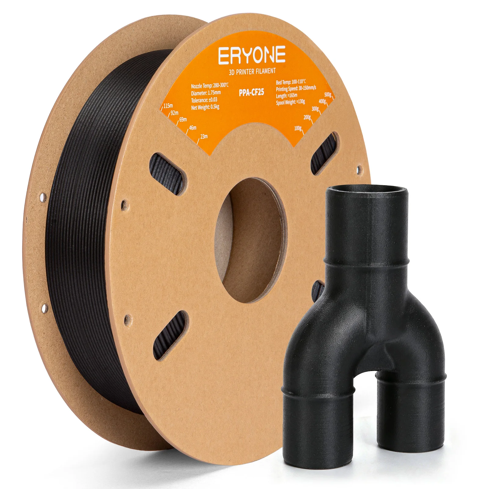 ERYONE PPA-CF Filament 1.75mm, Carbon Fiber 3D Printer Filament, High Strength Heat Resistant, 500g Spool