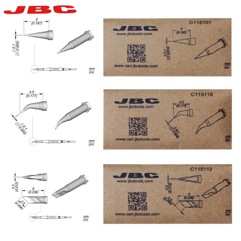 JBC C115 팁 정품 C115-112 C115-118 C115-101 납땜 다리미 팁, 정밀 JBC NASE-2C Sugon T28 T36 납땜 스테이션용