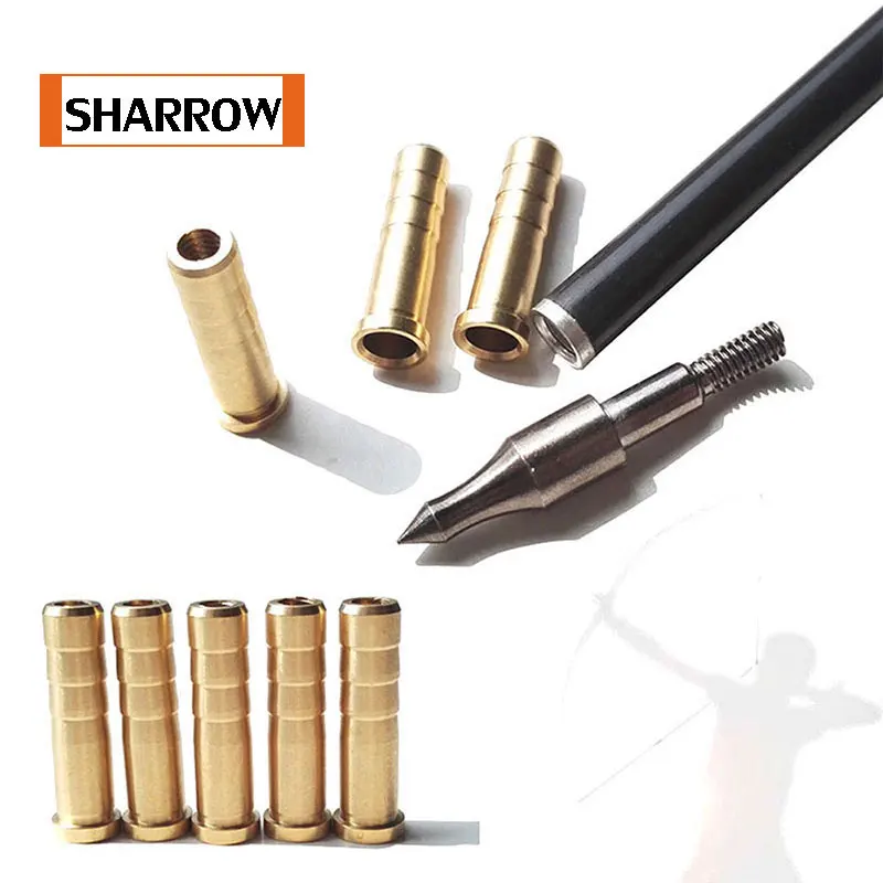 24 pcs Free Shipping Archery Arrow Insert Copper 38 Grains 6.2mm Carbon Rod OD7.6mm Bob-Weight Broadhead