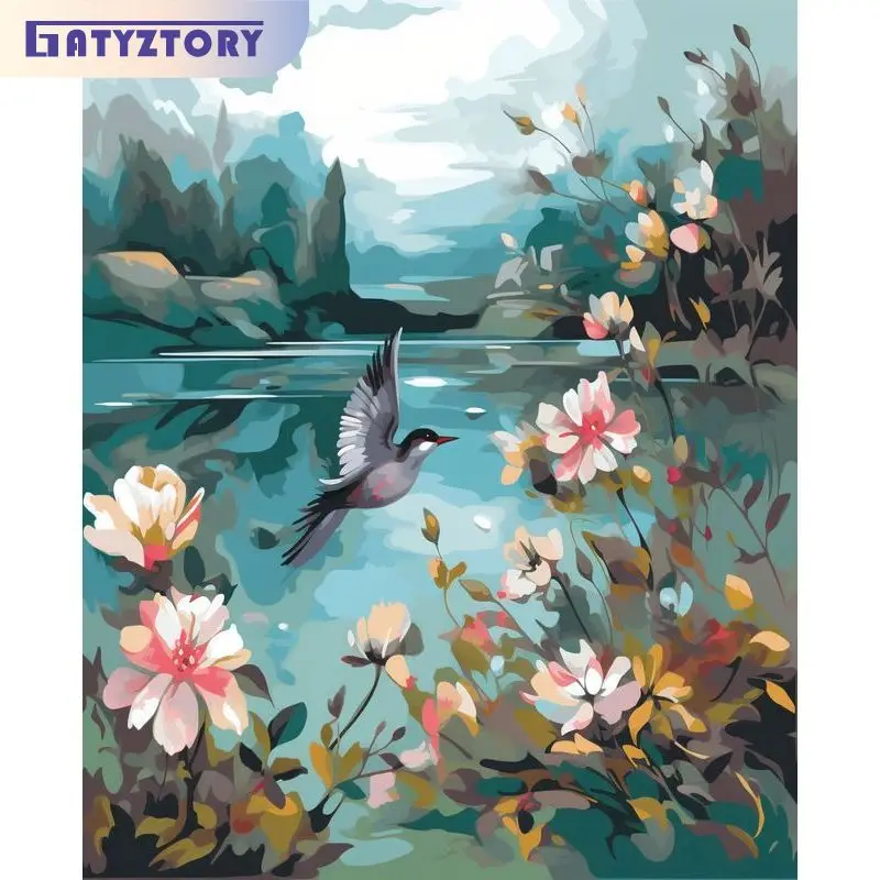 

GATYZTORY DIY Painting By Number Kits For Adults Birds Acrylic Pictures 40x50cm Coloring By Numbers Frame On Canvas Home Decors