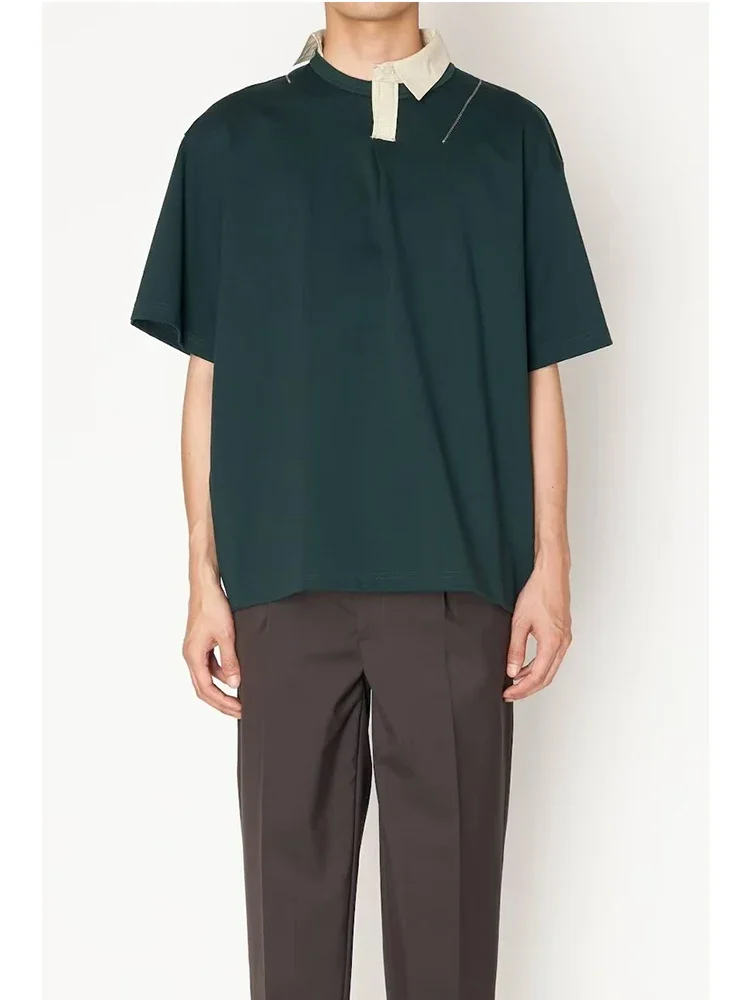 

KOLOR 25SS Abe Runyi Asymmetrical Collar Cotton Short Sleeve T-Shirt 25SCM-T10207