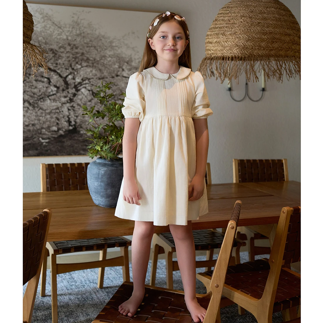 AS SS26 Maison Collection Jacquard Stripe Stitching Girls Cotton Dress Boys Diamond Knit Top Familly Match Clothes