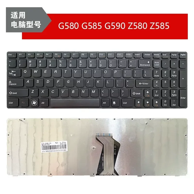 Keyboard for Lenovo G580 G585 Z580A Z585 Z580 G590 Notebook Laptop Replacement US Layout Black