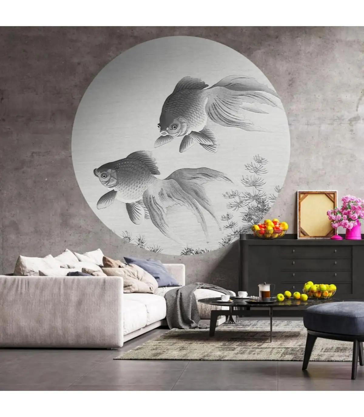 Two Goldfish 190 cm circle wallpaper WallArt