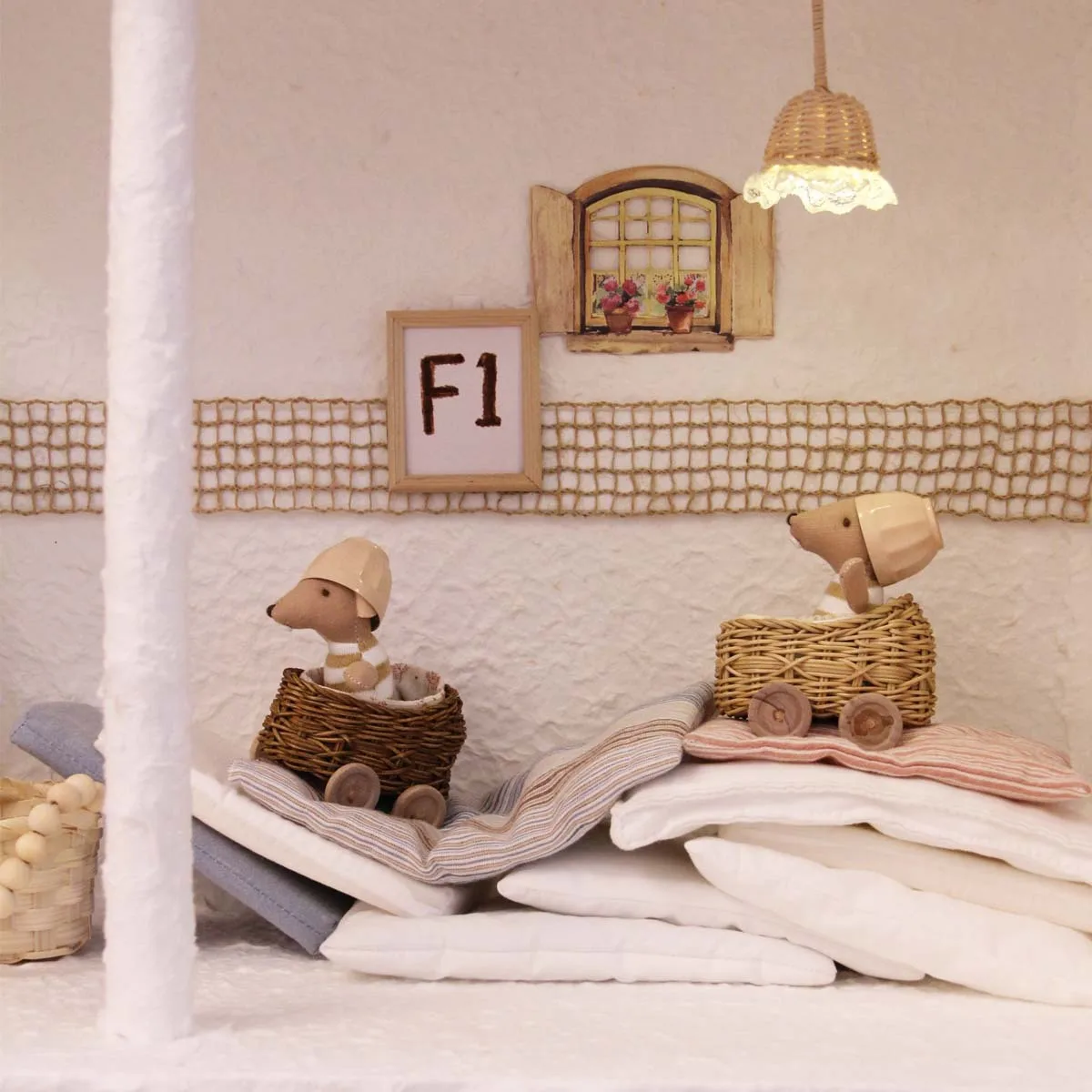 BJD 인형을위한 손으로 짠 등나무 미니어처 유모차 작은 아기 유모차 유모차 Collectible Mini Baby Carriage Dollhouse Furniture