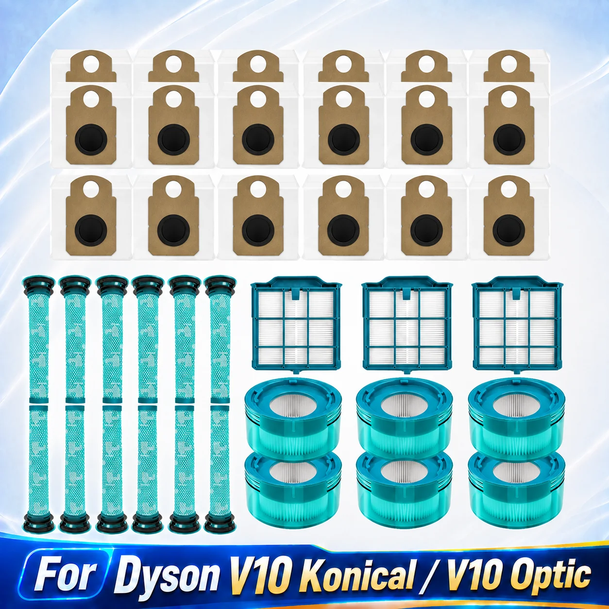 Compatible for ( Dyson V10 Konical / V10 Optic ) Vacuum Parts Post Filter Pre Filter Dust Bag Dust Liner 975738-01 Accessories