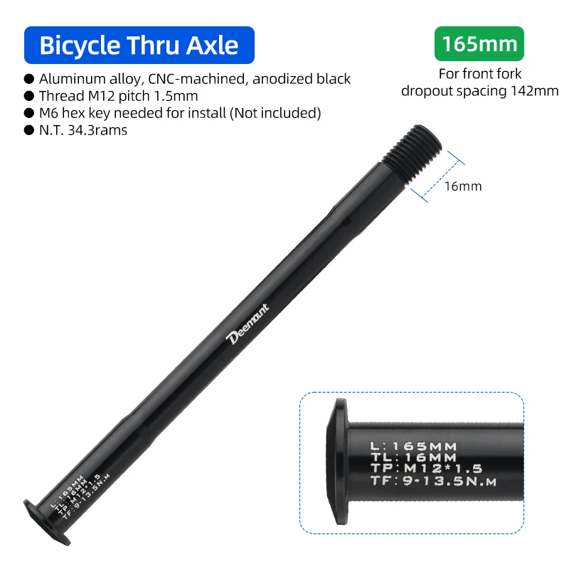 Leichte Steckachsen M12*P1,5 L120-181mm für Fahrrad Vorne Hinten Gabel Dropout Abstand 100/142/148mm CNC-gefräste Nabe Durch Welle