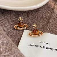 New Fashion Saturn Silver Needle Earrings for Women Merade Color Star Shaped Fashion Jewelry Elegant Cymophane Exquisite Gifts