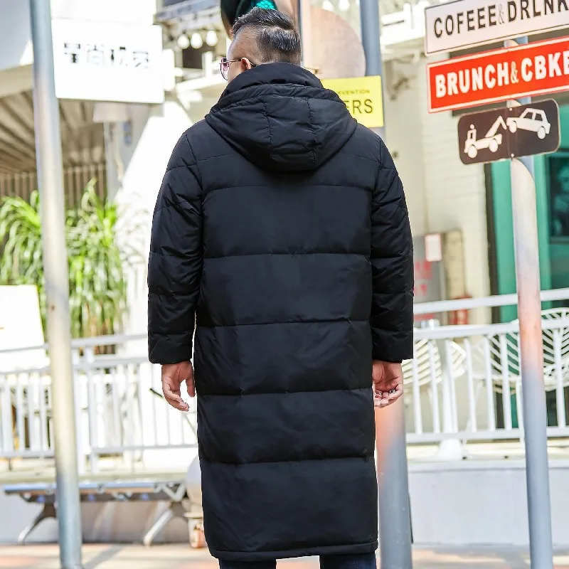 Winter Clothes Men Duck Down Coat Black Extra Long Knee Length Warm Coldproof Large Plus Size 10XL 9XL 8XL Hooded Down Jacket