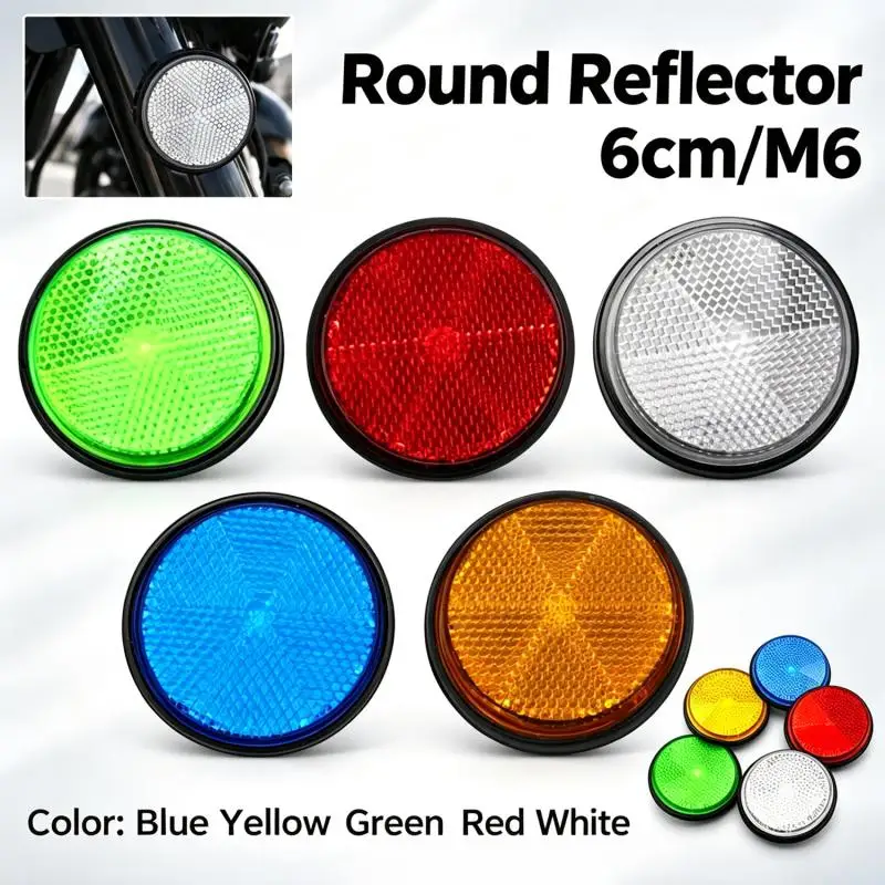 2-20pcs Round Reflector for Motorcycle, EV, Bike, Waterproof Dustproof Night Warning, M6 Screw Fixation Safety Accessory