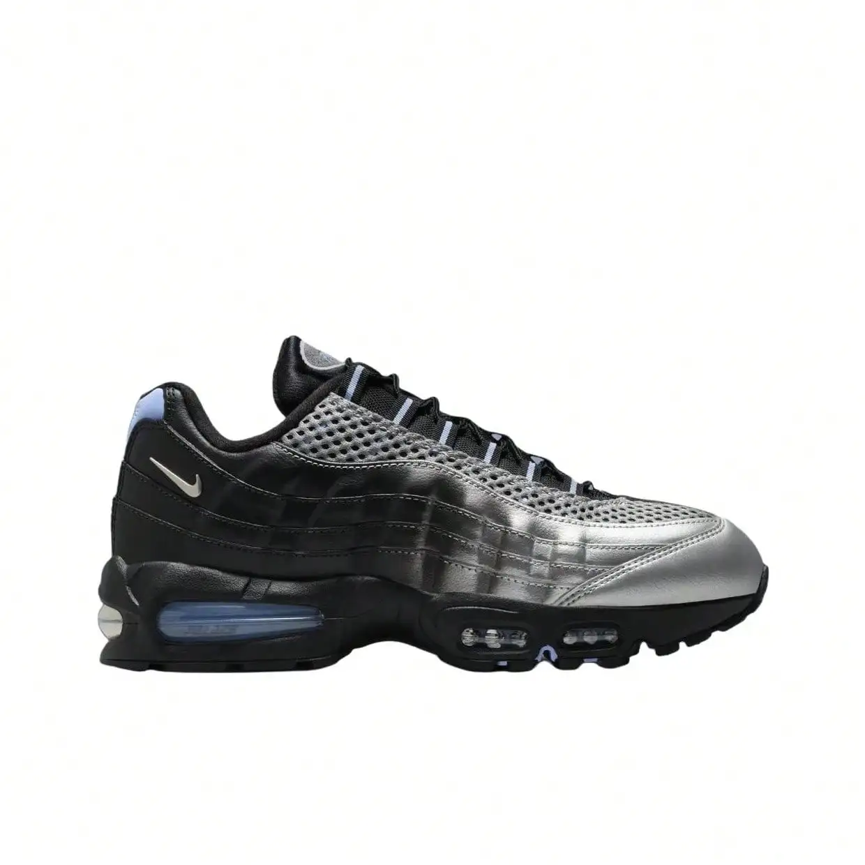 Nike * PALACE Air Max 95 Big Bubble Comfortable Fit Low-Top Air Cushion Casual Running Shoes Unisex  Silver Black IQ7708-095