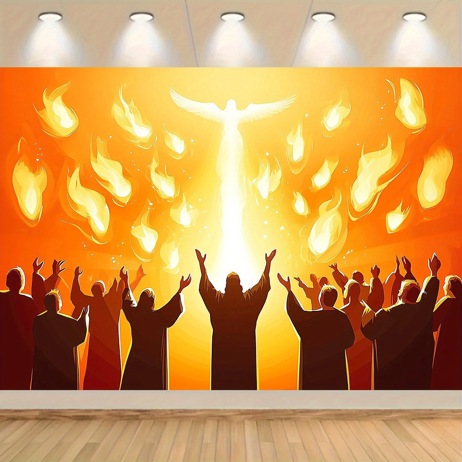 1-teilig, Wandhintergrund „Pentecost Flame Holy Spirit“, multifunktionales Partybanner, Heimdekoration, Raumdekoration