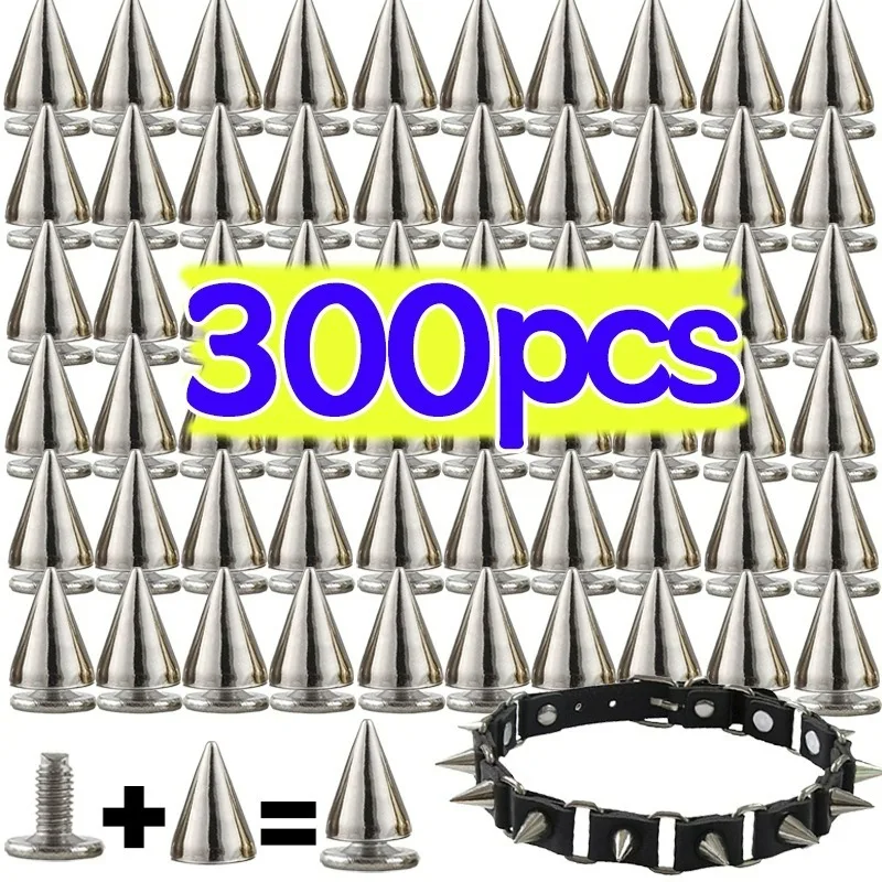 10/300Pcs Punk Metal Rivets for Necklace Bracelets Leather Crafts Cool Punk Garment Cone Studs Clothes Shoes Bag Accessories