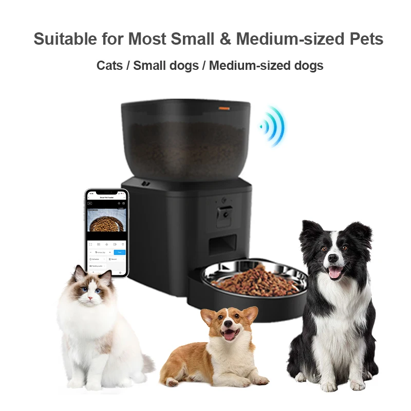 Smart Automatic Pet Feeder Tuya Cat Feeder Camera WiFi Dog Food Dispenser With Stainless Steel Bowl